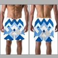 thumbnail image 3 of luoweisi Men's Beach Shorts Quick Dry Swim Trunks with Mesh Lining Blue and White Geometry L, 3 of 5