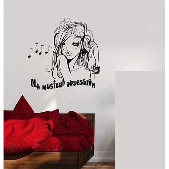 Vinyl Decal Teen Girl Headphones Music Room Quote Wall Stickers Mural