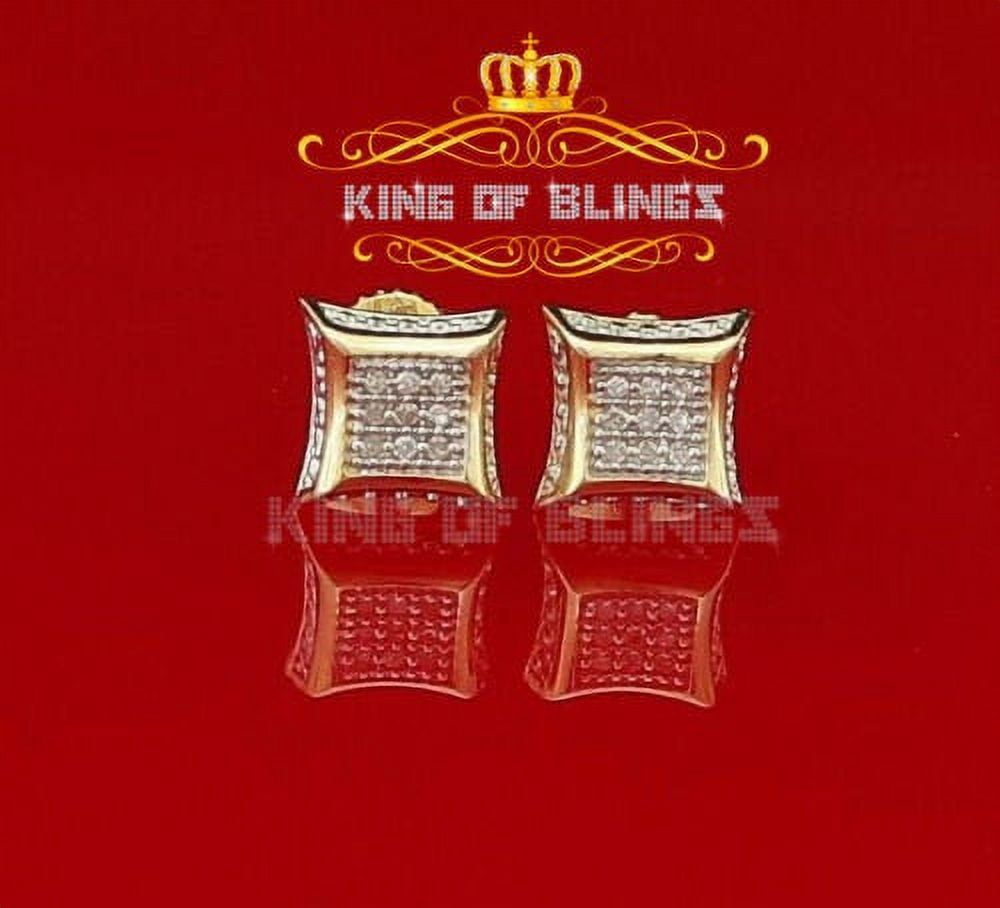 King of Bling's 10K Yellow Gold with Real 0.05CT Diamond Men's /Womens Square Stud Earring