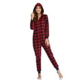 thumbnail image 6 of ANLIQI Couples Matching Christmas Pajamas Sets Hooded Fleece Zipper Plaid Pjs Set Union Suits Soft Warm Jumpsuit(Womens, DR, S), 6 of 8