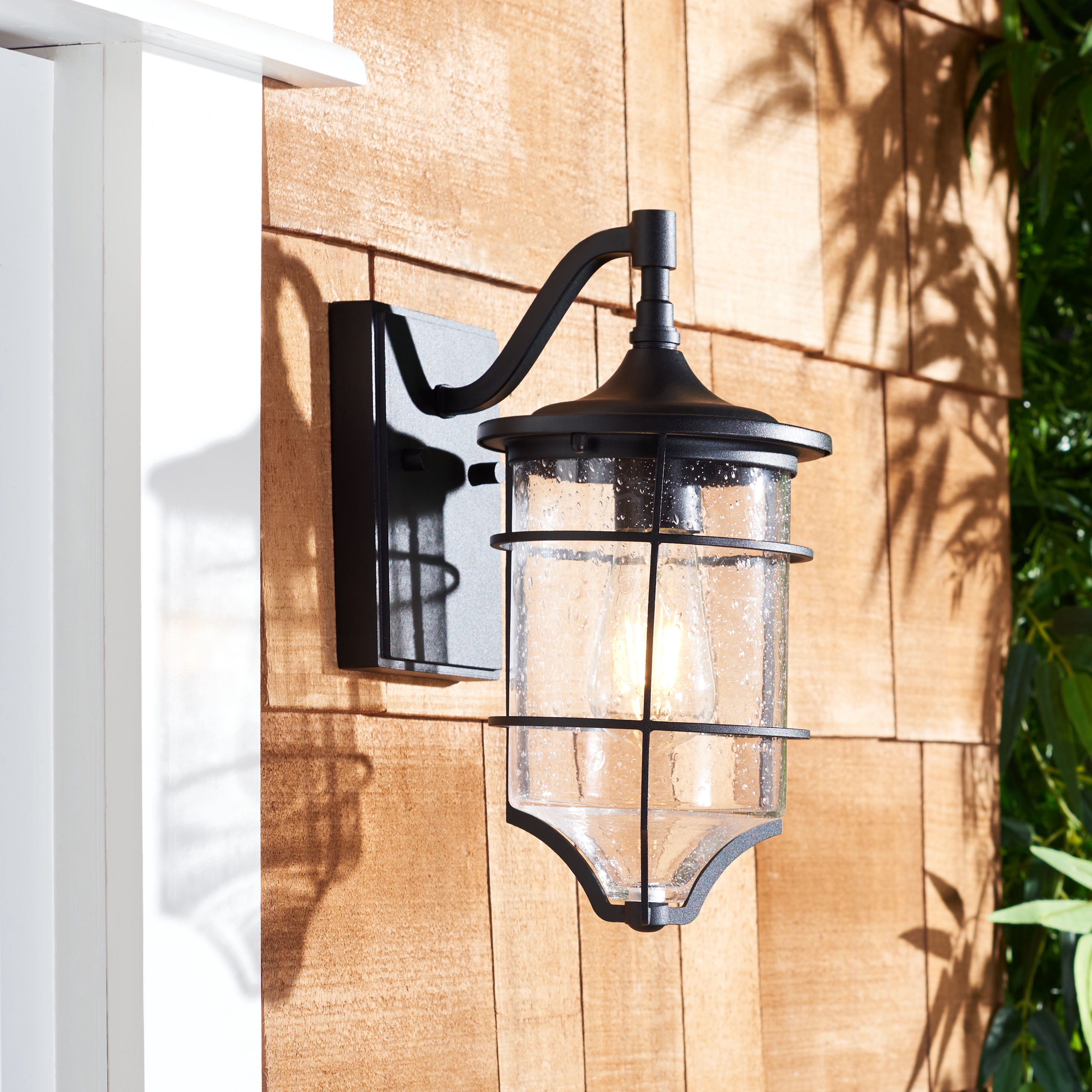 SAFAVIEH Rueda 2-Light ST58,E26 Bronze Steel Wall Sconce with Black Shade, Set of 2