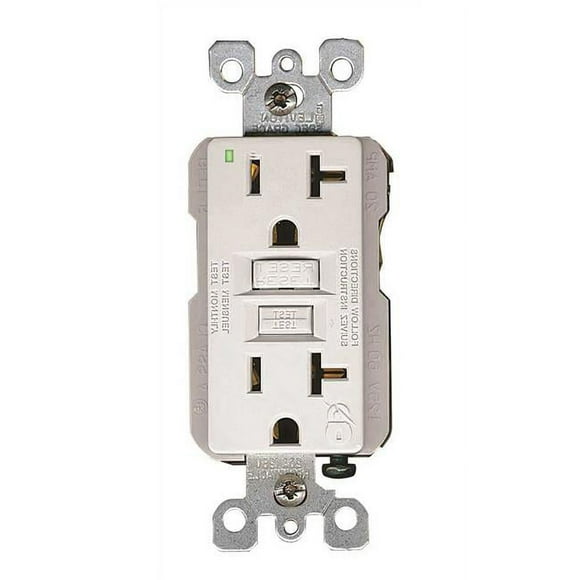 Leviton Gfnt2-W Leviton Smartlockpro 2-Pole Residential Grade Duplex Gfci Receptacle With Led White Nema 5-20R 125 Volts 20 Amps