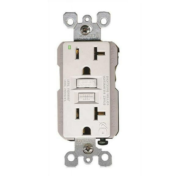 Leviton SmartlockPro Slim GFCI Receptacle - Self-Test, LED Indicator, 20 Amp - 2 Pack, White