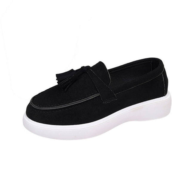 Xfvqtps Mocassins à Pampilles pour Femmes Chaussures Plates Confortables Semelle Intérieure Coussinée Semelle Légère Décontractées à Enfiler Polyvalentes Chaussures de Tous les Jours Noir