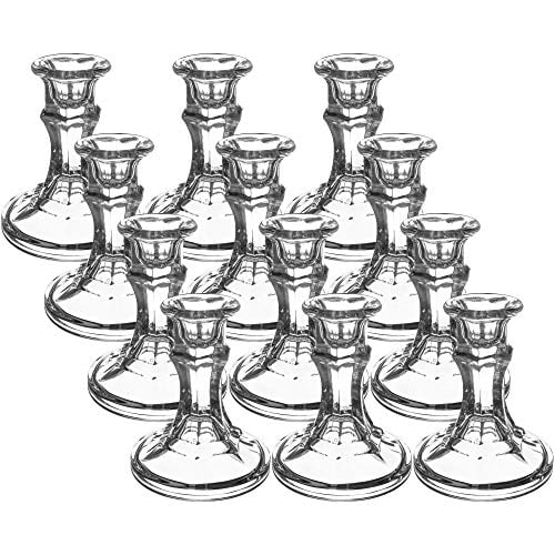Southern Homewares Glass Candlestick Holders Sturdy Clear Candle Stand Home Decorations Make Redneck CS-12PK Wine Glasses, 12 Pack