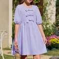 thumbnail image 2 of Tranfacy Robe d'Été pour Filles, Robe à Volants pour Filles, 5-14 Ans, Robe Unie à Manches Courtes Col Rond Longueur Genou, 2 of 4