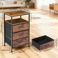 thumbnail image 2 of Sweetcrispy LED Nightstand with Charging Station – 15.7" Wide Smart Bedside Table with 3 Fabric Drawers, AC & USB Ports, Rustic Brown, 2 of 6