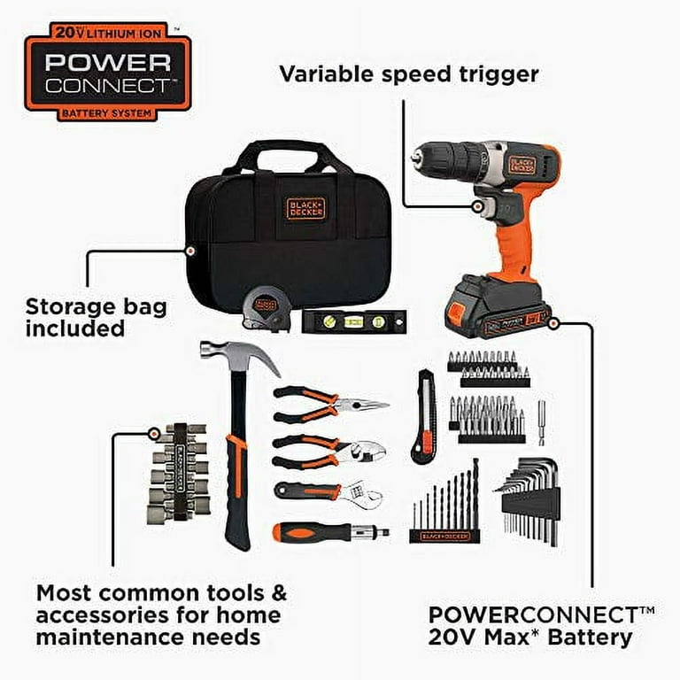 BLACK+DECKER 84-Piece Home Tool Kit with Cordless Power BLACK+DECKER 84-Piece Home Tool Kit with Cordless Power