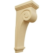 6 1/4"W x 10"D x 22"H Scroll Corbel, Alder