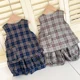 thumbnail image 2 of Conjunto de ropa de verano para niños de 1 a 8 años, traje para hermanos, conjunto informal de algodón puro, 2 uds., chaleco a cuadros para niñas, traje corto, conjunto de Top sin mangas para niños, 2 of 6