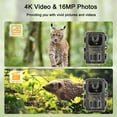 thumbnail image 2 of 4K Trail Camera 16MP Wildlife Scouting Camera Tracking Camera with 2.0 Inch TFT Color Screen 0.5s Trigger Time Supports Infrared Night Vision Motion Activated IP66 Waterproof, 2 of 9