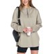 thumbnail image 3 of Sudadera con Capucha Oversize para Mujer, con Cremallera de un Cuarto, Estilo Túnica, Ideal para Otoño e Invierno Ropa y Elegante Caqui L, 3 of 10