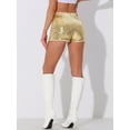 thumbnail image 3 of DARING DIVA Women's Midrise Solid Sparkle Coctail Sequin Shorts XL Gold, 3 of 6