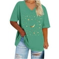 thumbnail image 5 of QUNYINEY Star Shirts for Women Casual Short Sleeve V Neck Tunic Tops Loose Pullover Summer Plus Size Women's Tops, 5 of 5