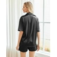 thumbnail image 3 of Ekouaer Pajamas Shorts for Women Silk Sleepwear Short Sleeve Pjs Shorts Set Soft Nightwear 2 Piece Lounge Set, 3 of 7