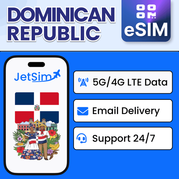 JetSim Bring Your Own Phone eSIM SIM Card Kit for Dominican Republic- Activation Required