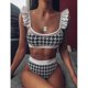 thumbnail image 1 of Sexy Women High Waist Bikini Set Ruffle Thong Brazilian Swimsuit Swimwear Bathing Suit 26-27s, 1 of 3