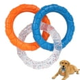 thumbnail image 1 of Juguete para perros con 3 anillos, duradero y resistente al agua, juguete para masticar para perros para entrenamiento de mascotas, juguete interactivo para cachorros (naranja y azul), 1 of 5