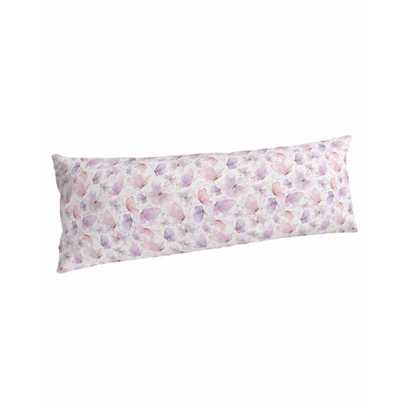 Pink Purple Butterfly Body Pillow Covers, Spring Watercolor Butterfly Soft Bed Throw Pillowcases Breathable Cooling Long Lumbar Body Pillow Sham Cover for Bed Sofa 20''x54''