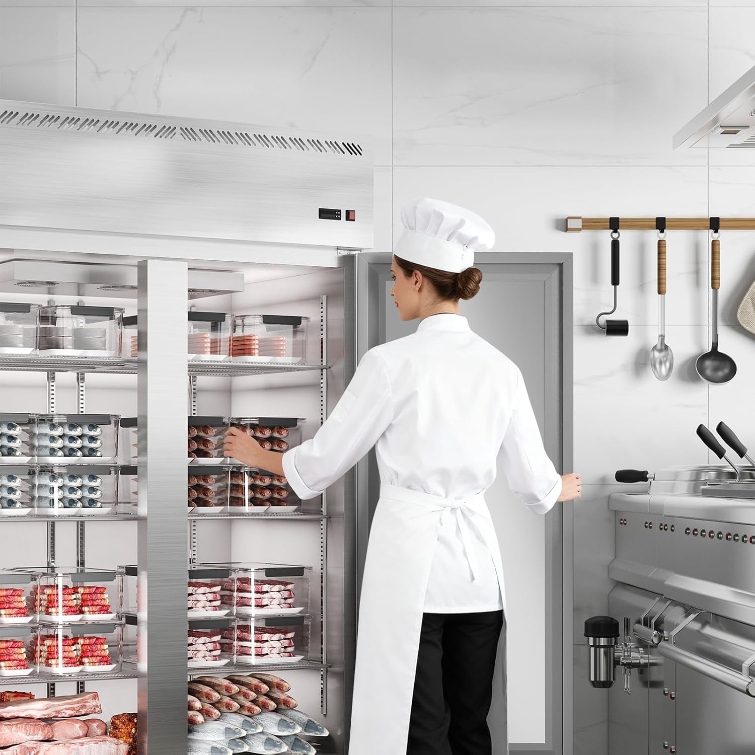 IdealHouse Commercial Refrigerator Reach-In 48" W Double Solid Door Stainless Steel Commercial Refrigerator 36 Cu.Ft Fan Cooling for Restuarant, Bar, Shop, Etc