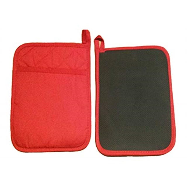 home collection set of 2 red neoprene pot holders