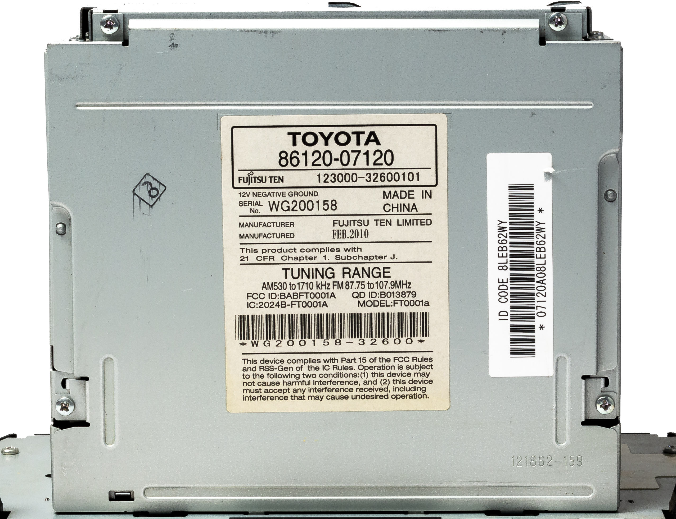 Restored 2011-12 Toyota Avalon AMFM Radio Single Disc CD MP3 Player 8612007120 Face 11854 (Refurbished)