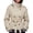 Beige, variant on Women's Cropped Pea Coat Stand Collar Belted Double Breasted Fall Winter Outerwear