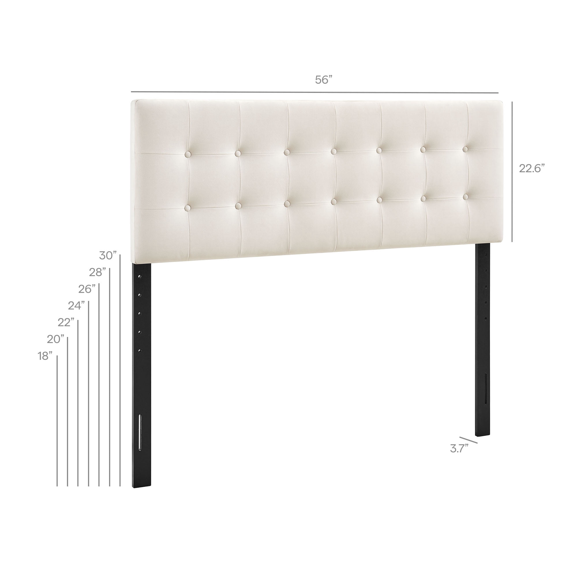 Emily Stain-Resistant Performance Velvet Full Size Headboard in Alabaster
