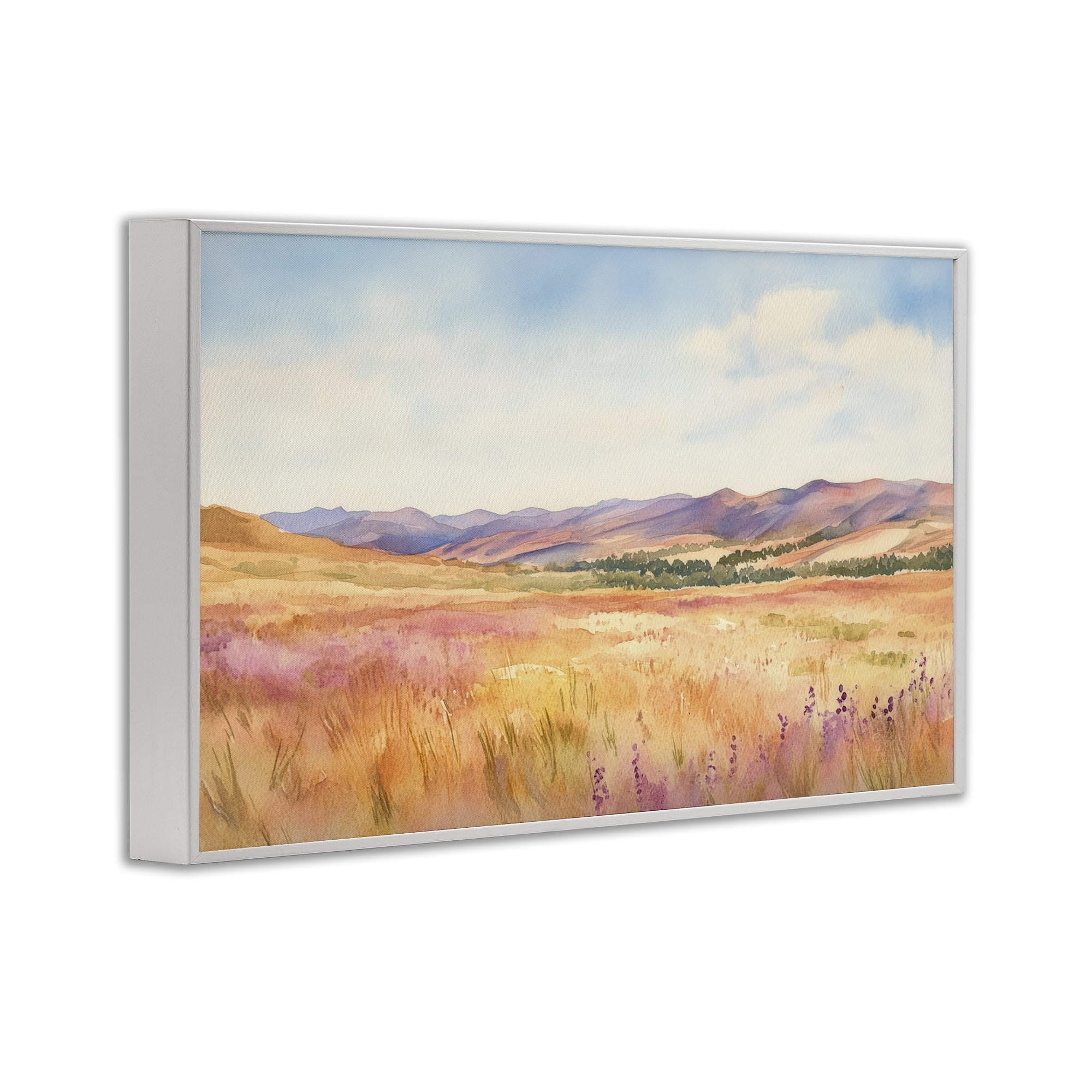 Stupell Industries Pastel Valley Panorama White Framed Giclee Art, design by Petal Prints Design