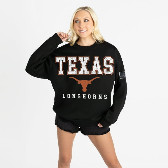 Women's Gameday Couture Black Texas Longhorns Oversized Level Up Black Label Premium Sweatshirt