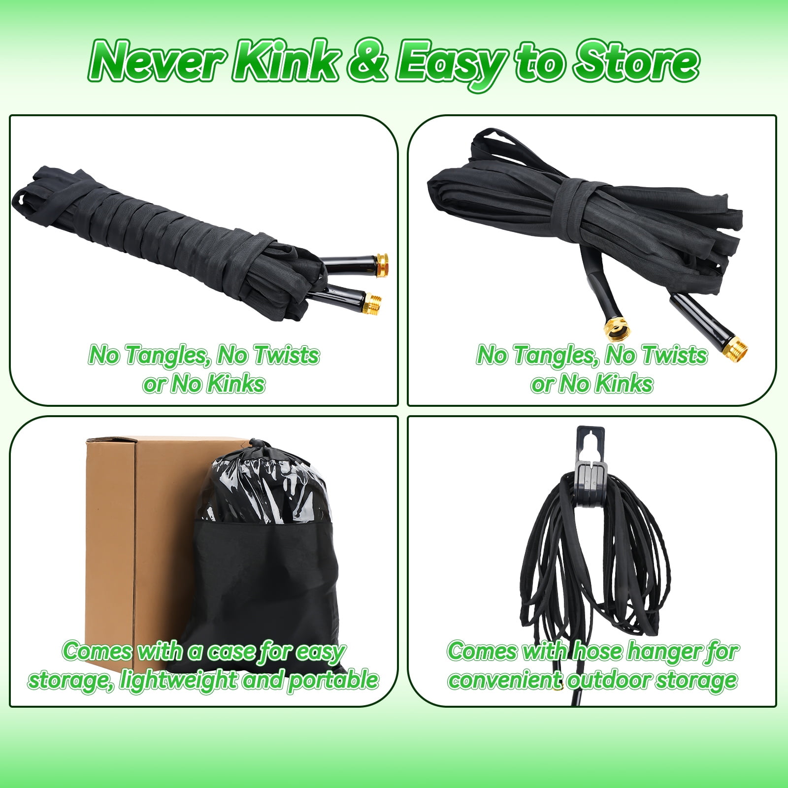 100FT Non-Extendable Garden Hose Set - High-Pressure, Explosion & Freeze-Proof with 8-Function Gun