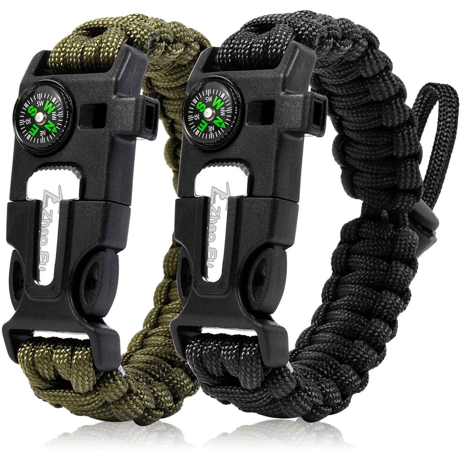 Paracord Survival Bracelet Kit Adjustable with Flint fire Starter + Compass  + Thermometer + Whistle + Umbrella Rope + LED Light + Multi-Tool + Card  Reader (Black + ArmyGreen) price in Saudi Arabia | Amazon Saudi Arabia |  kanbkam