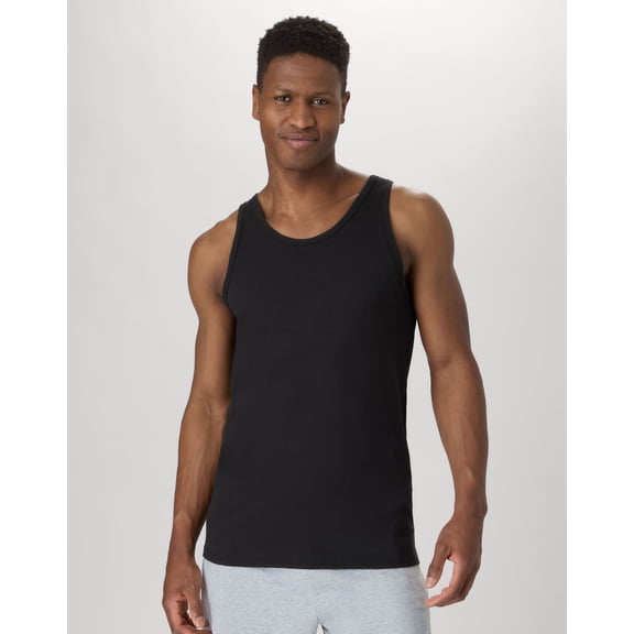 Hanes Essentials Men's Cotton Tank Top, 3-Pack Black 3XL