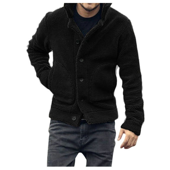 Men's Slim Fit Casual Jacket Stand Up Collar Solid Color Wool Blend Coat Fashion Outwear Lightweight Comfortable
