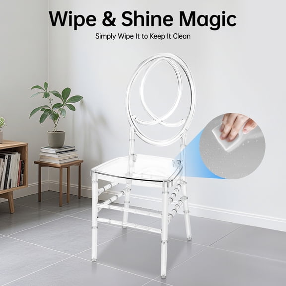 Set of 4 Clear PC Modern Dining Chairs 93.5cm Height Freestanding Stackable Chairs for Living Room