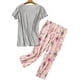 Femmes Pyjama en Coton Ensemble Manches Courtes Pantalon Capri Vêtements de Nuit Plus Taille S-3XL – image 2 sur 6