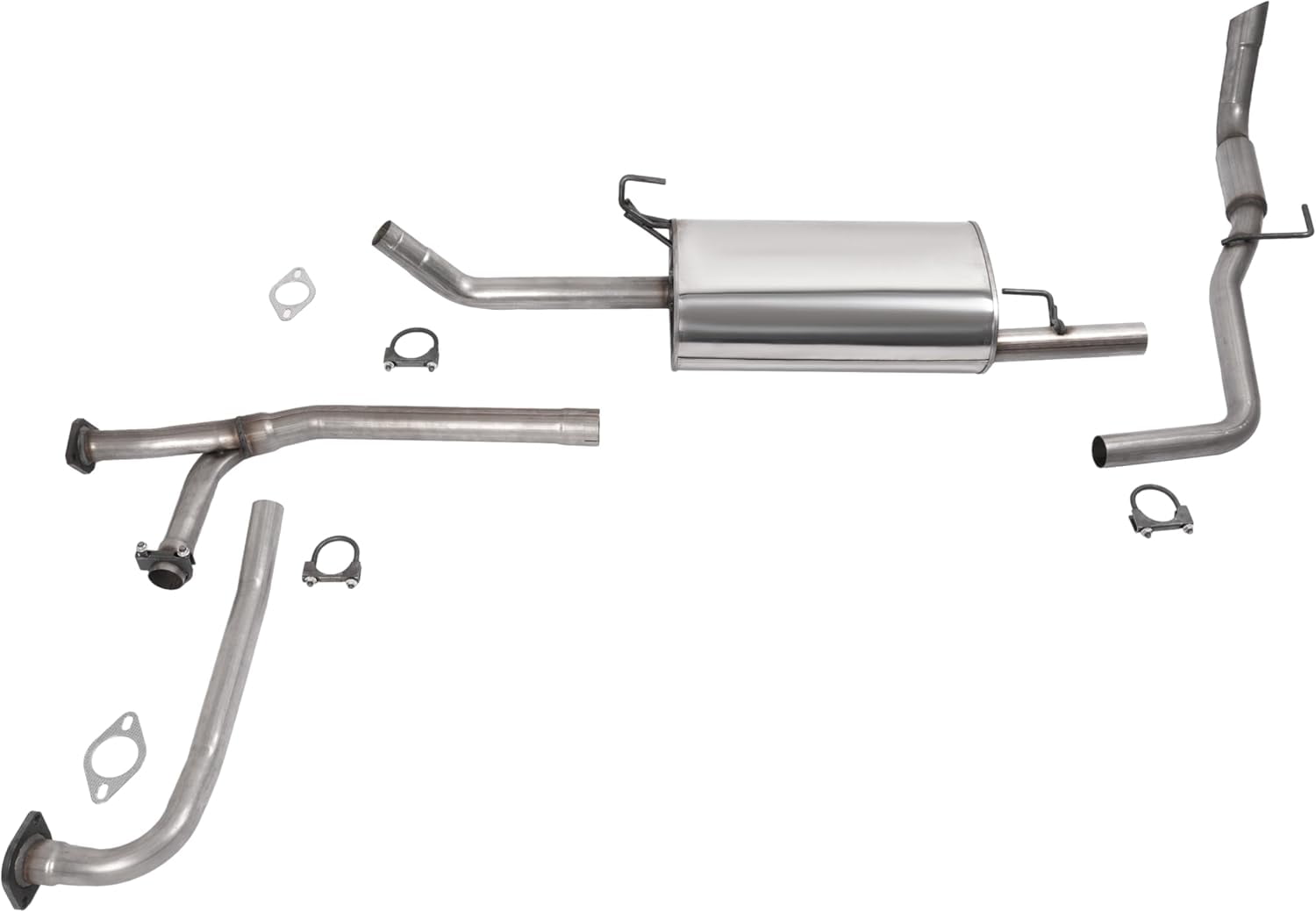 Kojem Exhaust System Assembly for 2007-2019 Nissan Frontier 4.0L Crew Cab Pick Up 73.3 Bed with 139.9 Wheelbase 409 Stainless Steel Silvery