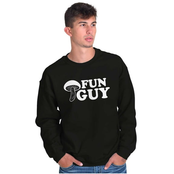 Fun Guy Fungi Mushroom Nerdy Geeky Men's Big & Tall Crewneck Sweatshirt Brisco Brands 2X