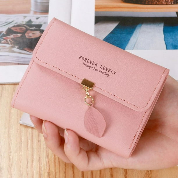 Monedero pequeño para mujer y , triple compacta delgada, tarjetero, bolsillo para dinero, de mano, , monedero Rosado Salvador monedero de mujer