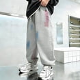 thumbnail image 2 of IFNWSV Boys Sweatpants Solid Color Elastic Waist Drawstring Side Pocket Casual Athletic Pants Spring Fall Long Pants Gray 5-6 Years, 2 of 7
