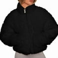 thumbnail image 3 of Womens Fleece Full-Zip Jacket Long Sleeve Coat Soft Warm with Pockets Black XXL, 3 of 9
