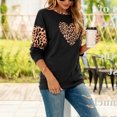 thumbnail image 2 of Tops de manga larga para mujer, cuello redondo, bloque de color leopardo, blusas casuales de moda, camisetas para el hogar, oficina, fecha, cumpleaños, negro, XL, 2 of 6
