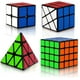 thumbnail image 1 of Juego de cubos Paquete de cubos de velocidad mágica 2x2x2 + 4x4x4 + Pirámide Pyraminx + 3x3 Fenghuolun, Juegos de cubos de rompecabezas 3D de fácil giro, regalo de juguete para, 1 of 5