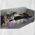 thumbnail image 6 of Japanese Art Soft Flannel Fleece Throw Blanket, Folk Women Silhouettes on Bicolour Night Sky with Full Moon, Cozy Plush for Indoor and Outdoor Use, 60" x 80", Lilac Orange Charcoal Grey, by Ambesonne, 6 of 6