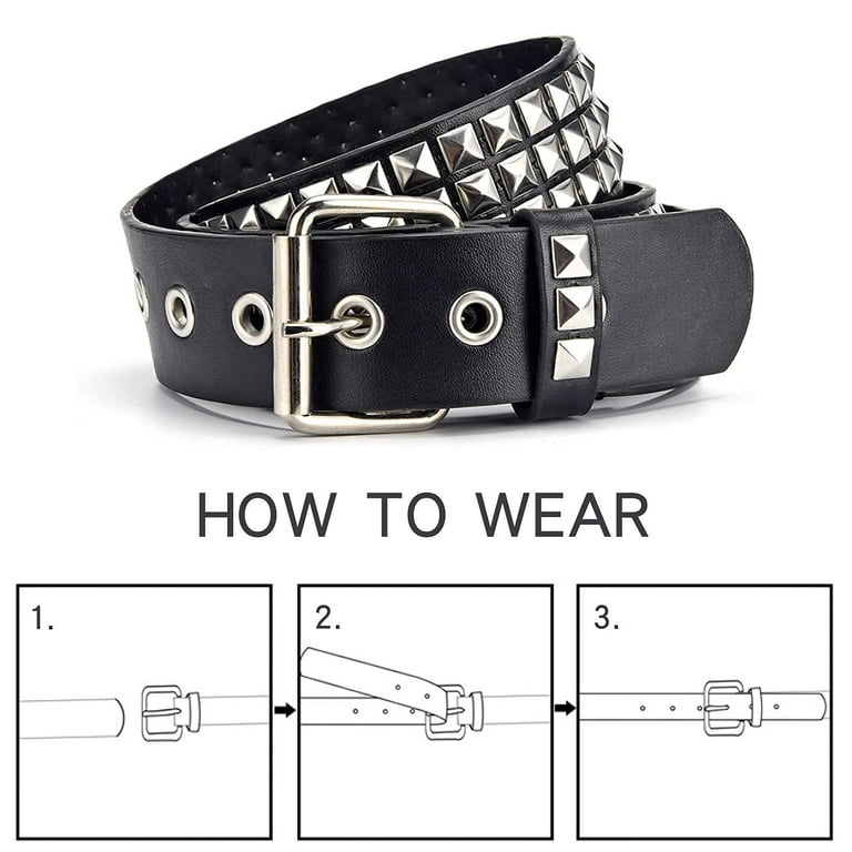 Women Men PU Leather Studded Belt, Y2k Metal Punk Rock Rivet Belt