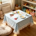 thumbnail image 4 of Blue White Gingham Ruffle Tablecloth,Plaid Decorative Table Cover,Wrinkle Resistant Easy Clean Fabric Cloth for Dining Desk Photography Background Home Decor, 4 of 7