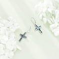 thumbnail image 5 of Butterfly Cross Earrings Sterling Silver Abalone Shell Cross Earrings Dangle Drop Leverback Earrings Jewelry Gifts for Women, 5 of 6