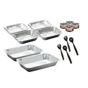 Sterno 70480 Buffet Refill Kit, Disposable Chafing Dish Set with Server Tray Dishes and Canned Heat, 14 Piece