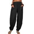 thumbnail image 4 of Pantalones Harlan casuales sueltos de algodón y lino para mujer, 4 of 5