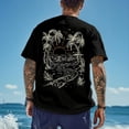 thumbnail image 6 of Mens Graphic T-shirts Short Sleeve Crewneck Tee Beach Vacation Print Loose Summer Beachwear Top Black L, 6 of 7